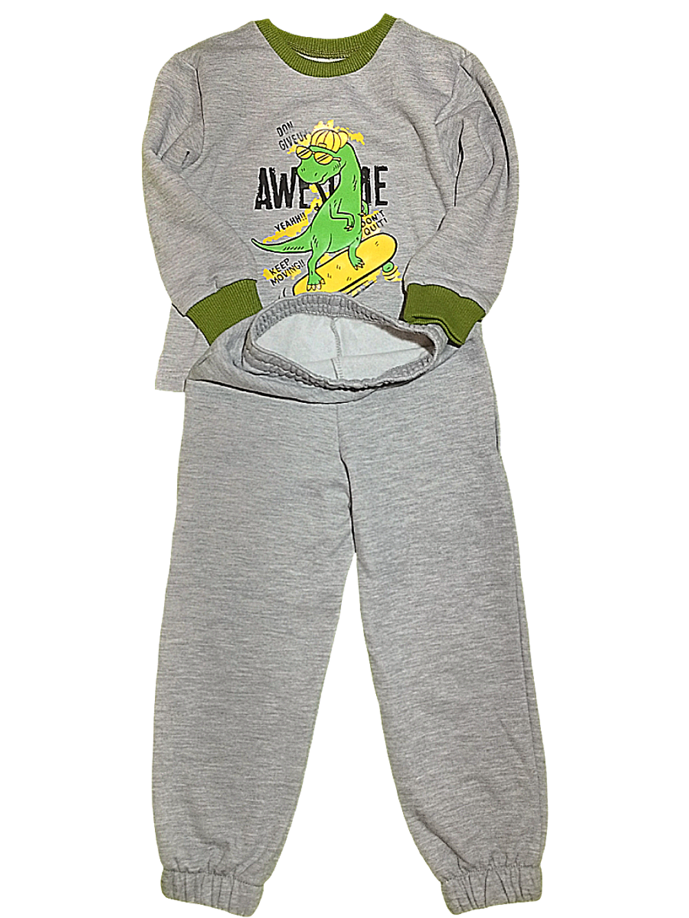 1060 Костюм детский 2-х нитка начес серый меланж (64-122/128)