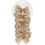 Бант на ёлку «Зимнее очарование» 8,5*9 см (набор 6 шт), Шампань