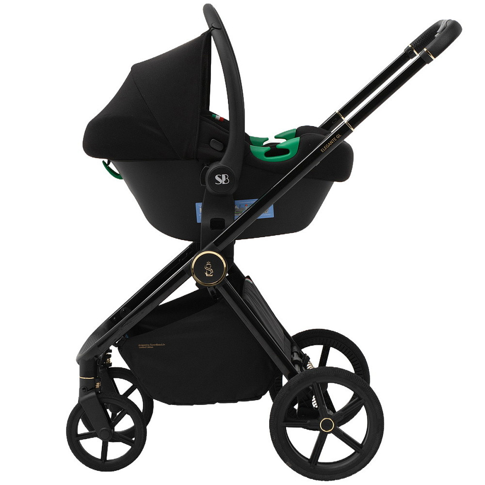 Коляска 4 в 1 Sweet Baby Ricci Air + автокресло Elegante Plus с базой i-Size ISOFIX DK780 Black (Air)