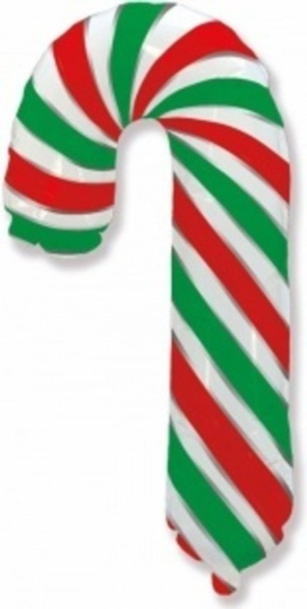 Шар (39''/99 см) Фигура, Леденец трость, Красный/Зеленый, 1 шт. Б86