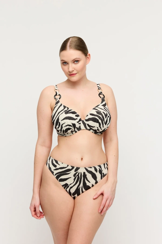 PRIMADONNA Swim Dalice Топ с глубоким V-образным вырезом и подкладкой, зебровый принт