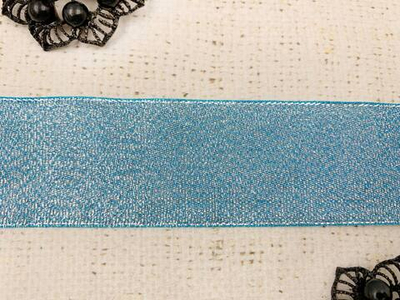 Лента парча, ш. 4 см, голубой