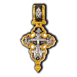 Мощевик с Распятием, Богородицей и святыми. Серебро 925°с позолотой.