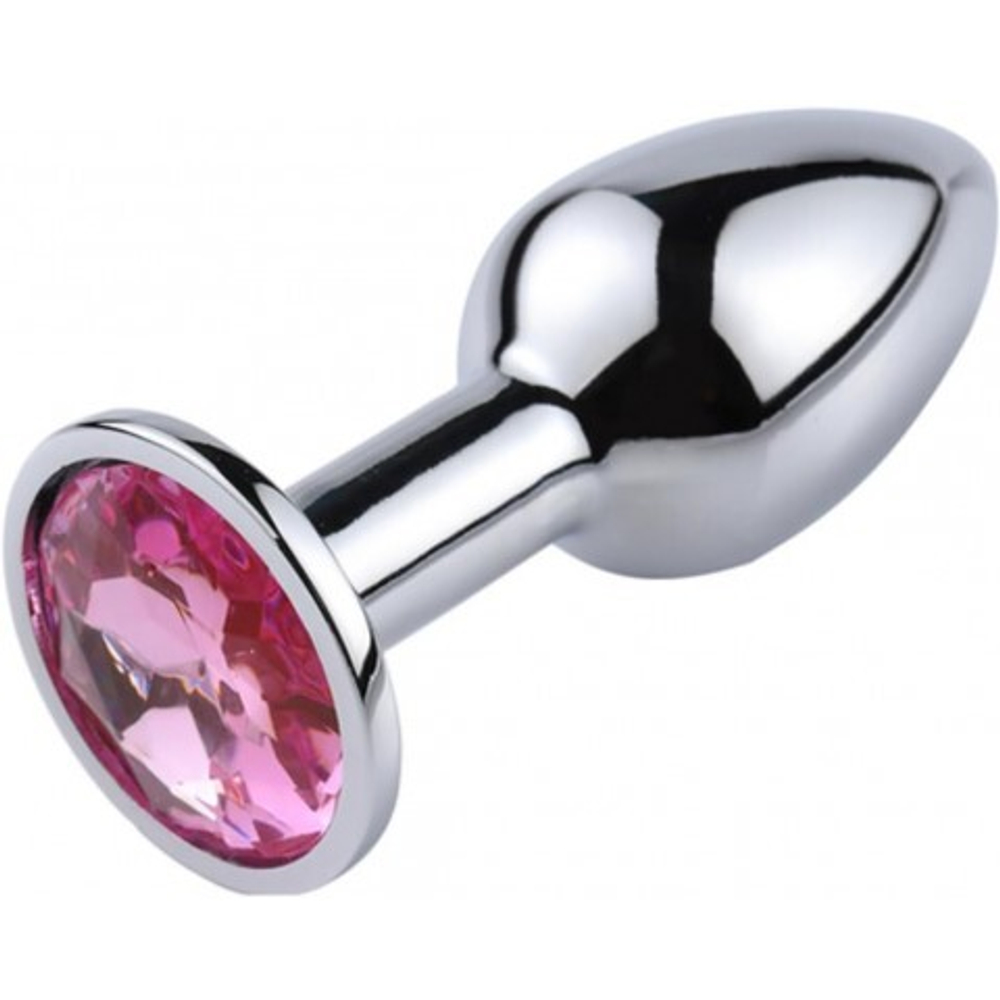 Анальная пробка маленькая Alive Anal Pleasure, металл с розовым кристаллом M: 8 х 3,4 см