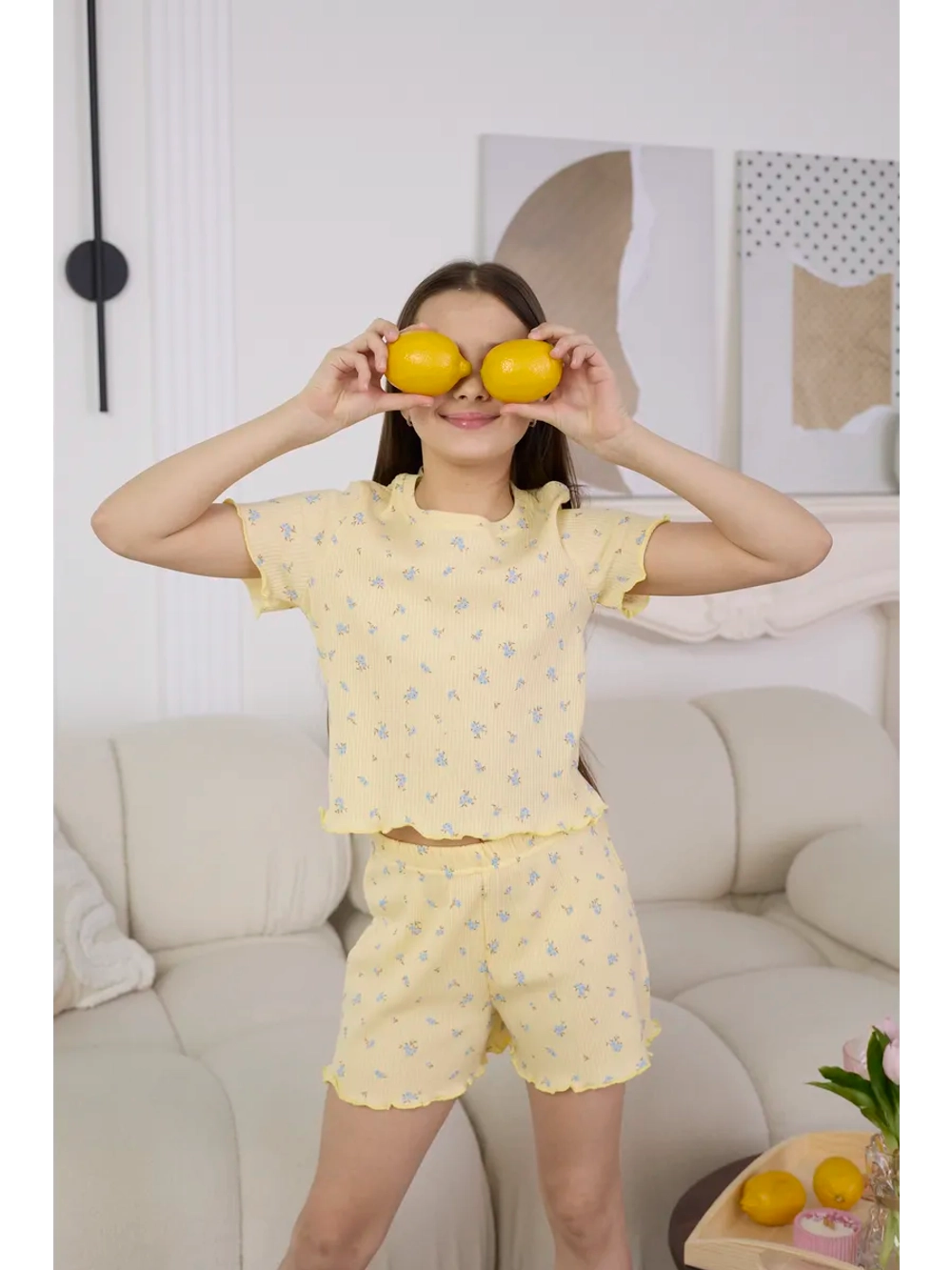 Пижама домашняя с шортами лапша