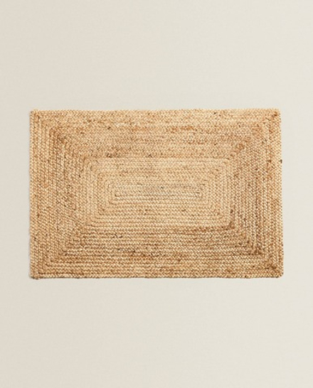 ZARA HOME ПЛЕТЕНЫЙ ПРЯМОУГОЛЬНЫЙ КОВРИК, СВЕТЛО-БЕЖЕВЫЙ
