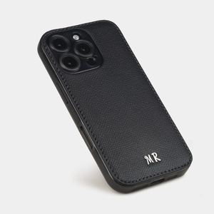 Кожаный чехол для iPhone 16 Pro Max, страус черного цвета