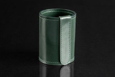 Стакан канцелярский Н12 LUXE из кожи Full Grain Green