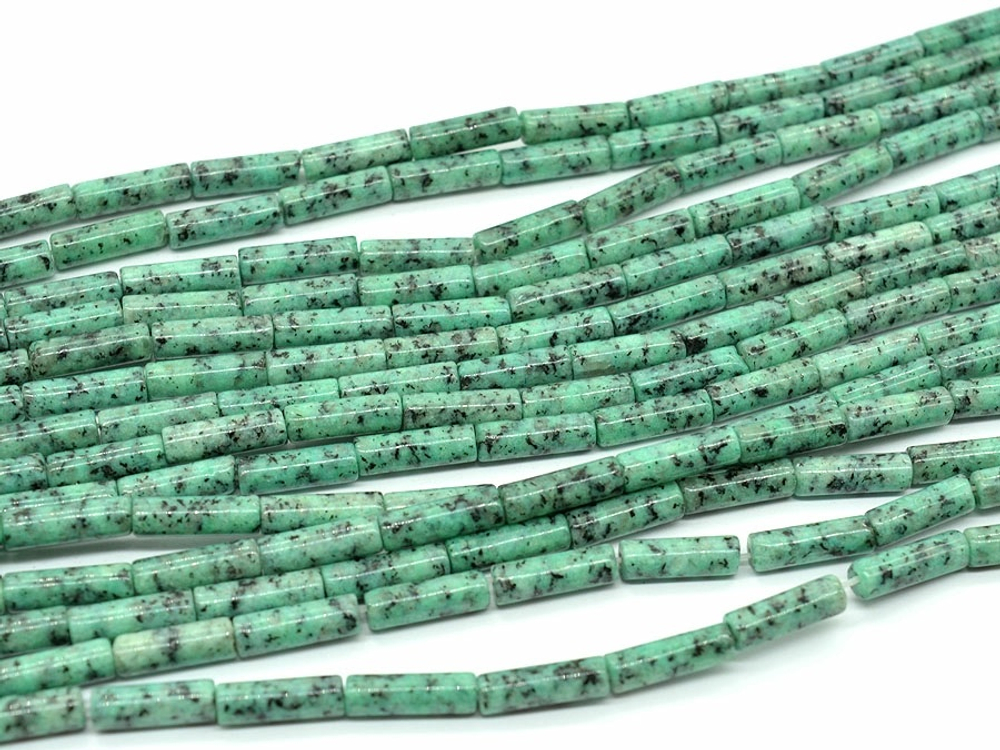трк413-б Трубочки из кварца 13*4мм, бирюзовый, нить 20см