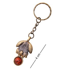 AM-3604 Брелок «Зайка» (латунь, янтарь)