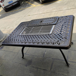 Стол Teide 150 из литого алюминия с жаровней, античная бронза