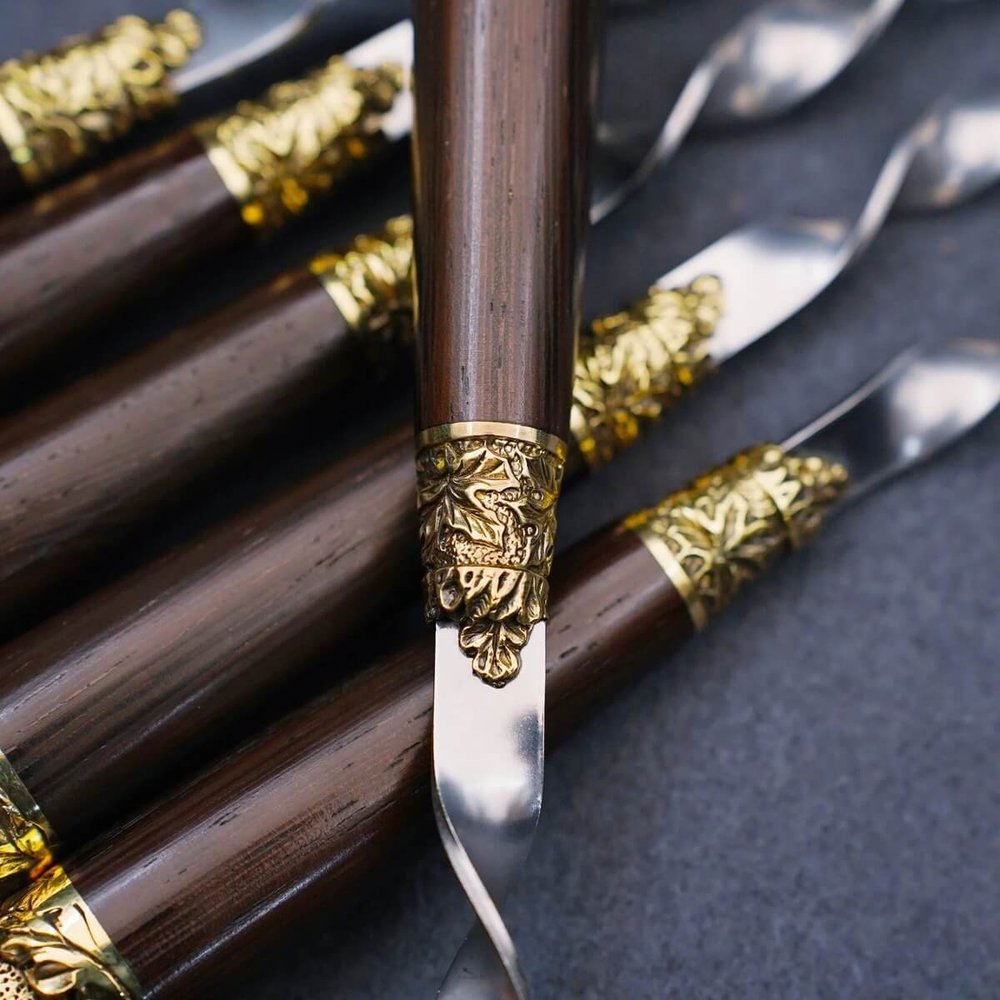 Подарочный набор шампуров "Первомайский пикник", рукояти венге