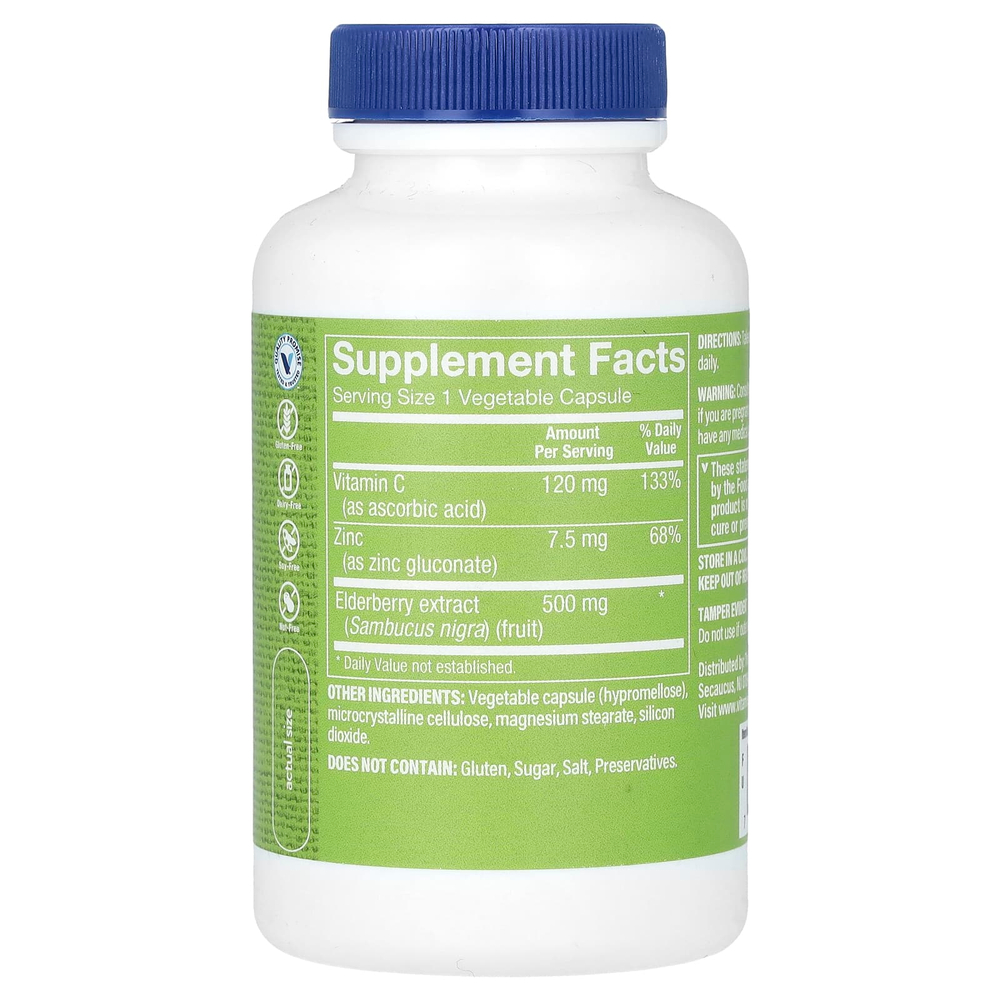 The Vitamin Shoppe, бузина с витамином C и цинком, 90 растительных капсул