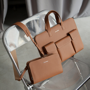 Сумка для MacBook Pro 16 - 17 Bocage с карманами из кожи теленка цвета карамель