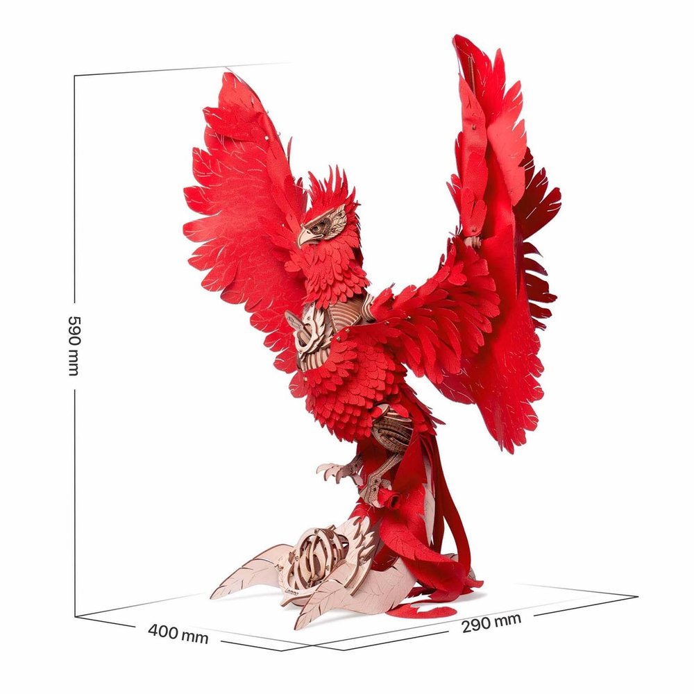 Деревянный конструктор Огненный Феникс со светящимися глазами (Lemmo)