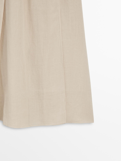 Massimo Dutti Струящаяся юбка миди из смеси рами, кремовый