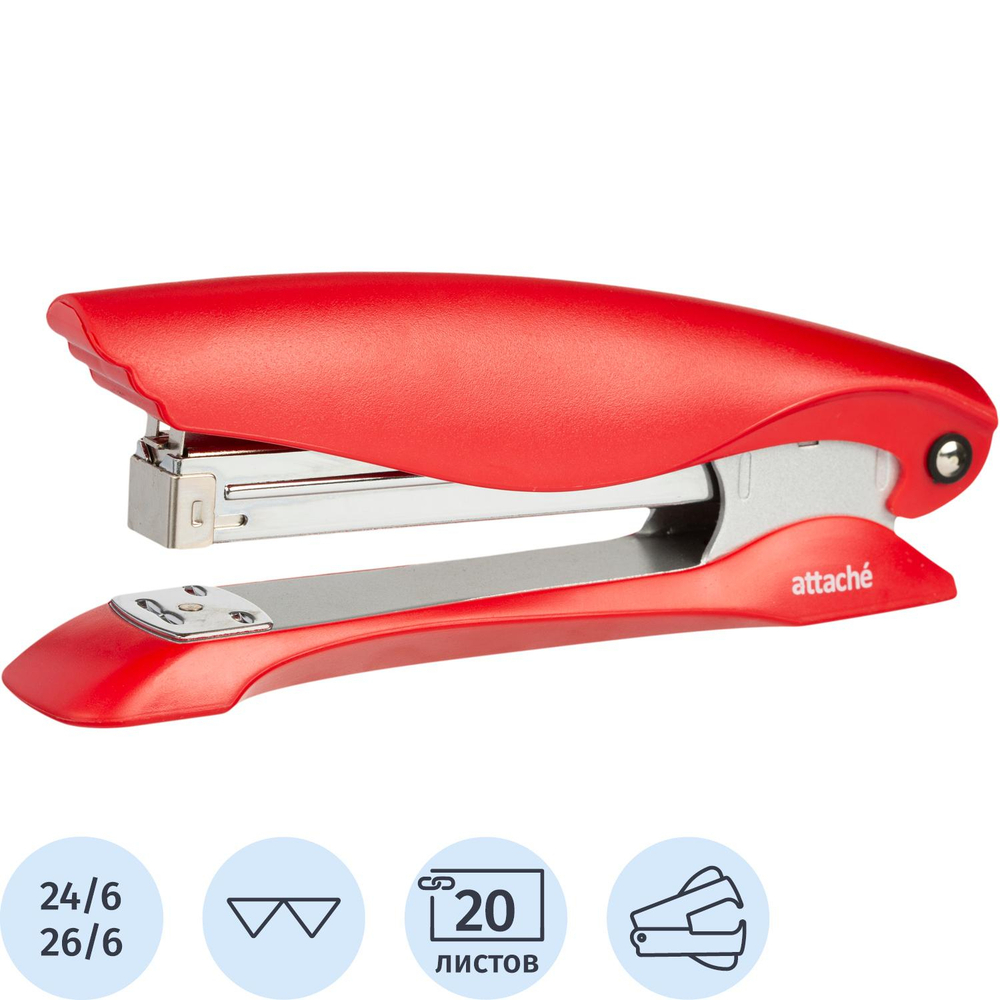 Степлер Attache №24/6 до 20л. увелич. глубина закладки красн антистеп