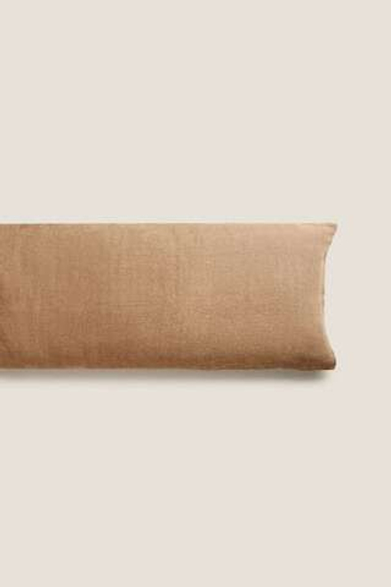 ZARA HOME ЛЬНЯНОЙ ЧЕХОЛ ДЛЯ ДЕКОРАТИВНОЙ ПОДУШКИ, РЫЖЕВАТО-КОРИЧНЕВЫЙ