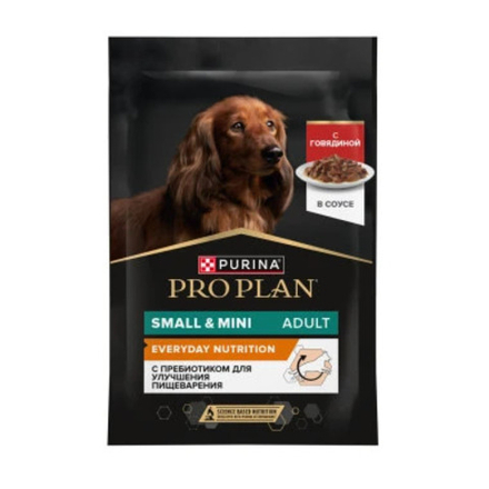 Purina Pro Plan д/взросл. собак мин. и мал. пород, кус./соус, говяд., 85 г