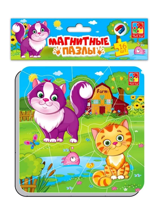Магнитный пазл Котики 16 элементов