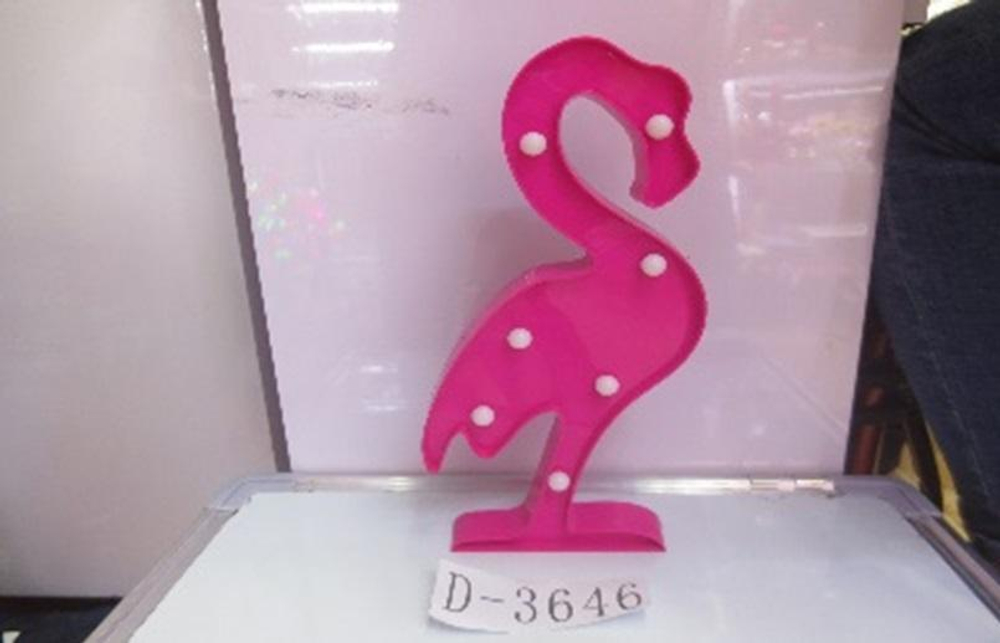 Ночник Фламинго на бат. 30см 4 цвета микс пакет