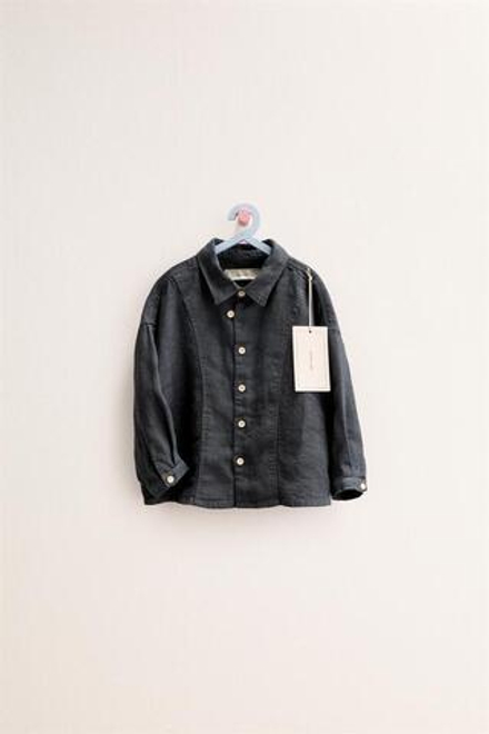 ZARA TIMELESS — КУРТКА-РУБАШКА ИЗ 100% ЛЬНА, АНТРАЦИТОВО-СЕРЫЙ