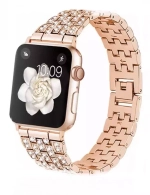 Браслет-ремешок для Apple Watch металический со стразами(38\40\41) rose gold