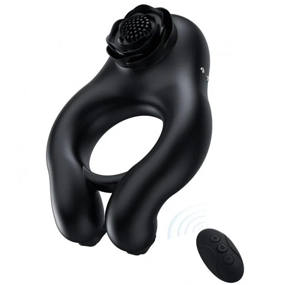 Черное эрекционное кольцо Abe с пультом ДУ (Цвет: черный)