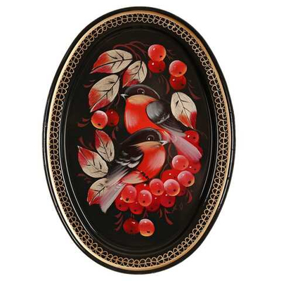 Жостовский поднос декоративный, размер 17х12 см (A2), металлический