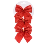 Бант на ёлку «Зимнее очарование» 11*11 cм (набор 3 шт), Красный
