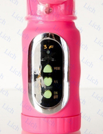 Розовый вибратор с вращающимися шариками и стимулятором клитора