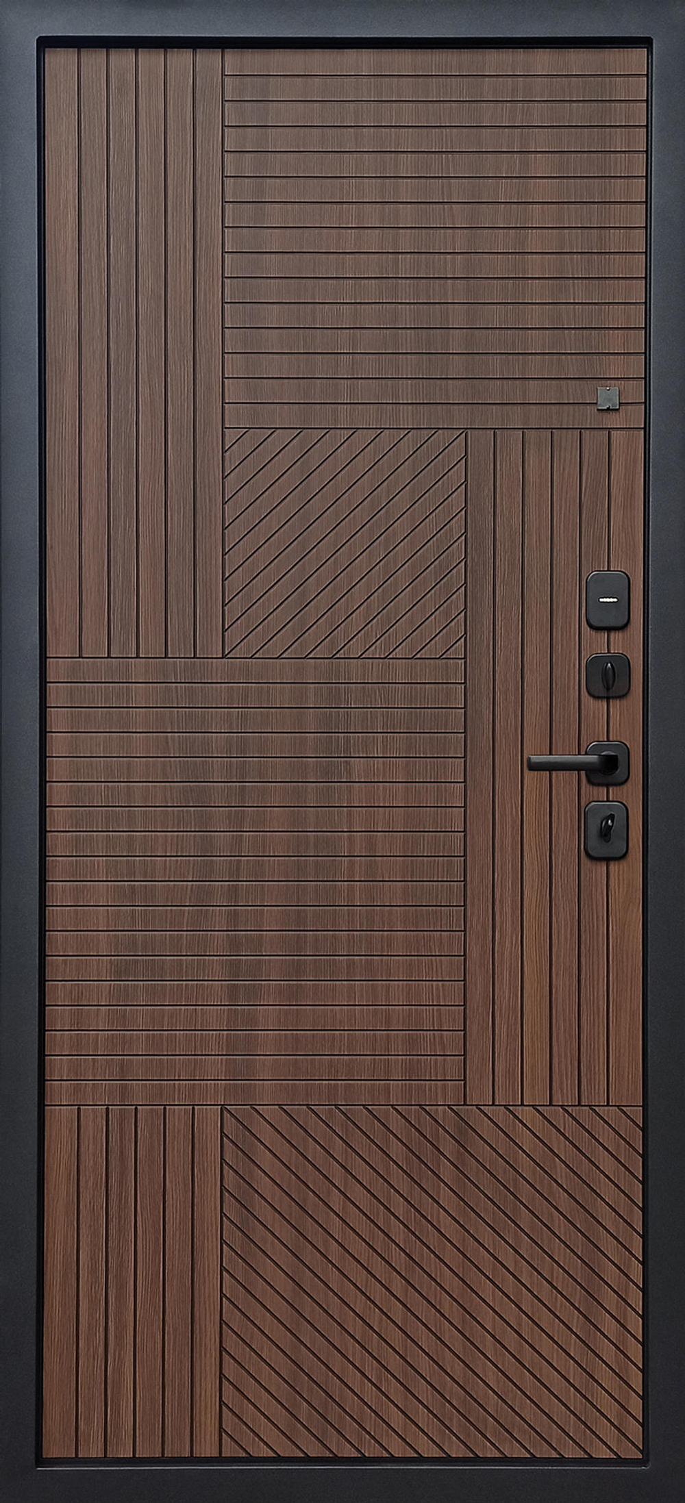 Дверь входная Браун  белый/орех