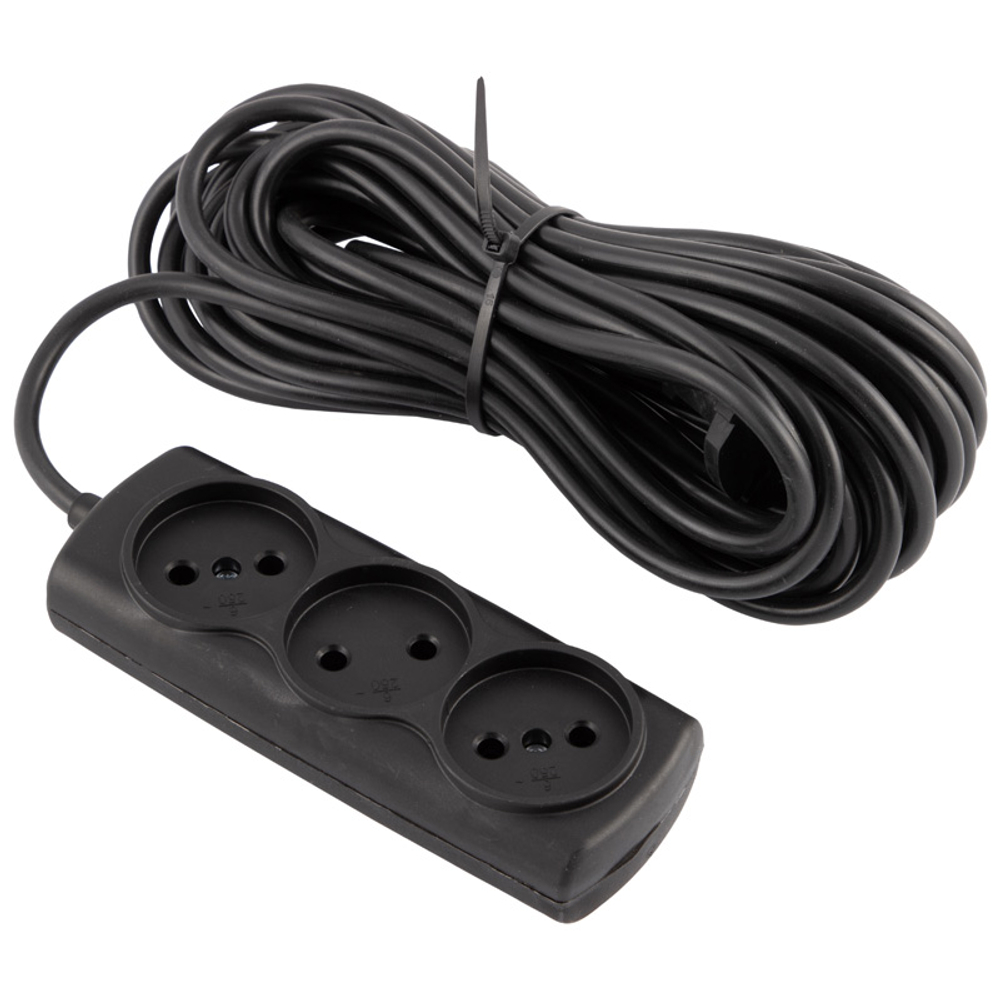 Удлинитель Engy "Премиум" 10м/3роз (ПВС 2х0.75) черный