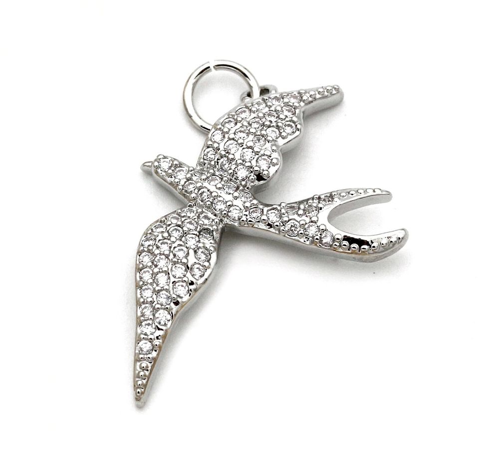 Подвеска Ласточка 25мм, со стразами Подвеска Ласточка 25мм, со стразами