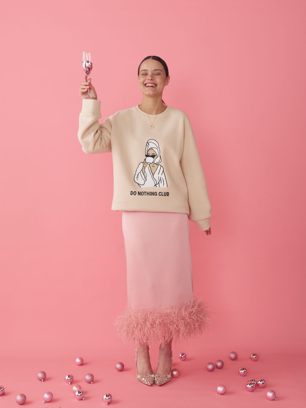 ЮБКА САТИНОВАЯ С ПЕРЬЯМИ PINK