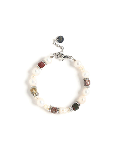 Браслет "Pearl charm" с яшмой Silver