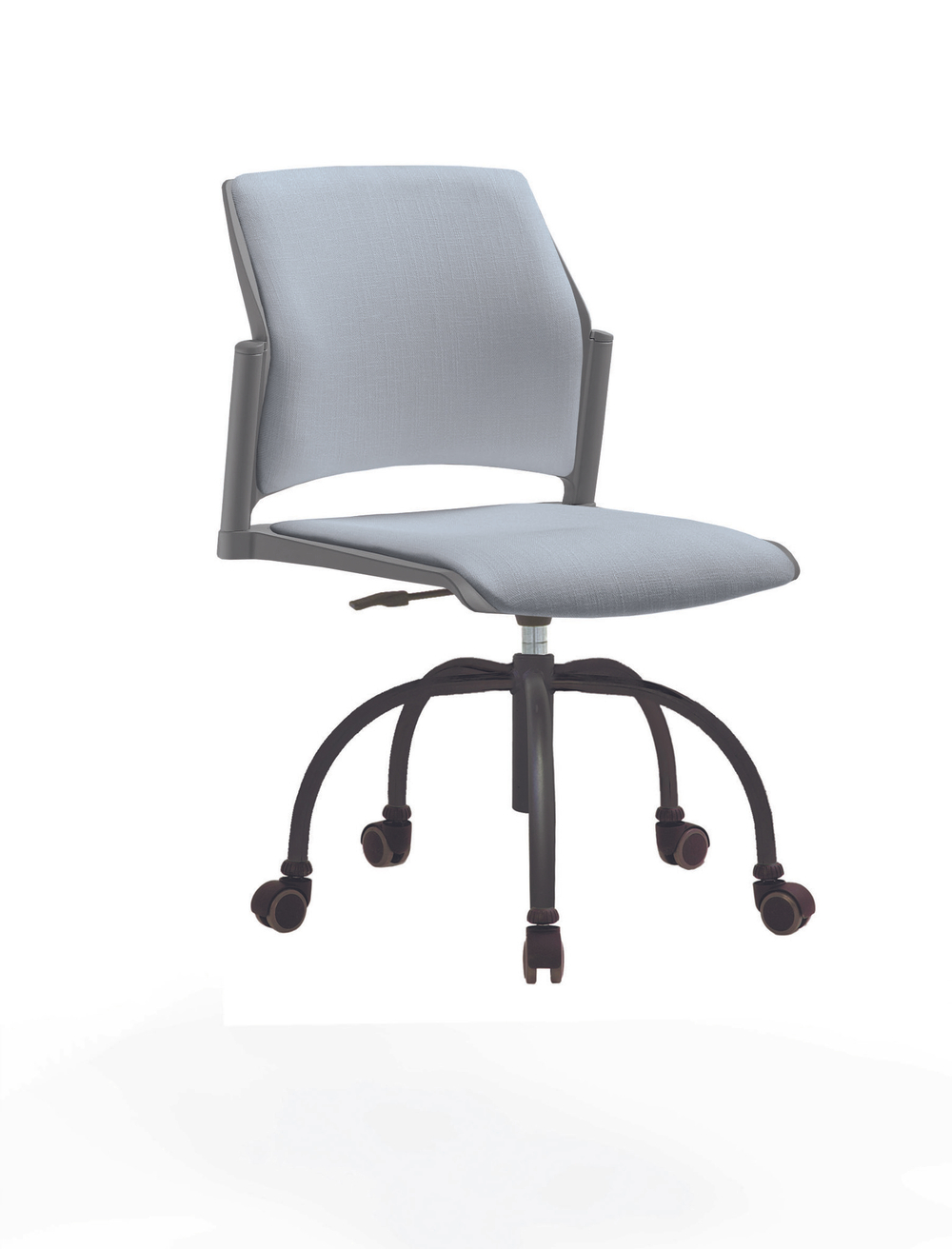 Кресло Rewind каркас черный, пластик серый, база паук краска черная, без подлокотников, сиденье и спинка серо-голубые