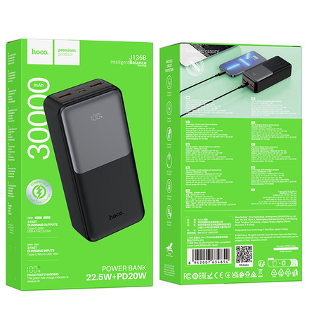 Портативный аккумулятор HOCO J136B 30000 mAh 22.5W + PD 20W (черный)