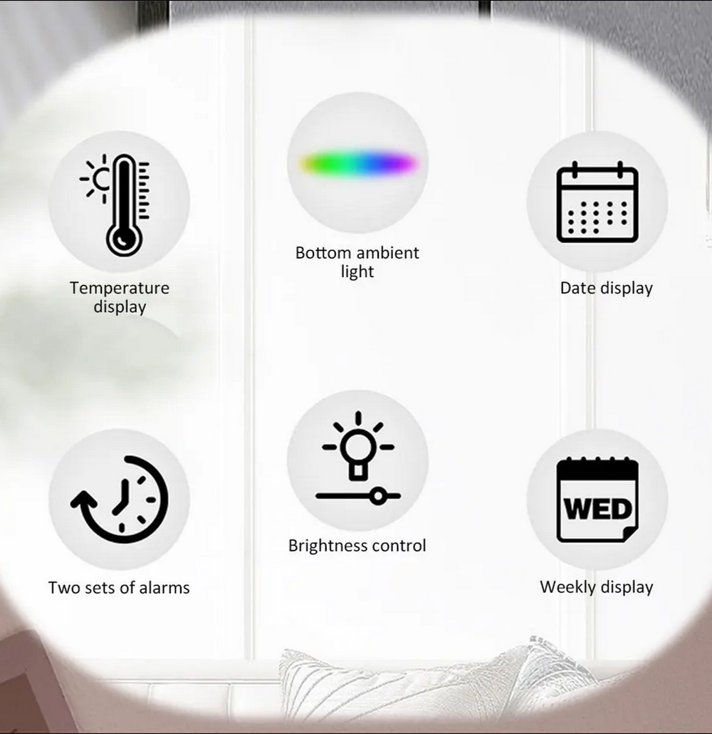 Часы-будильник настольные LED GH8033 White&Blue