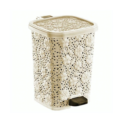 Мусорное ведро с педалью 12 лт АЖУРНОЕ крем