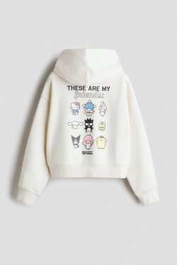 H&M Толстовка с капюшоном и принтом, белый