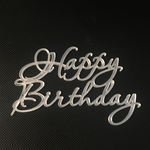 Бенто-топпер / Happy birthday B6, зеркальный серебро