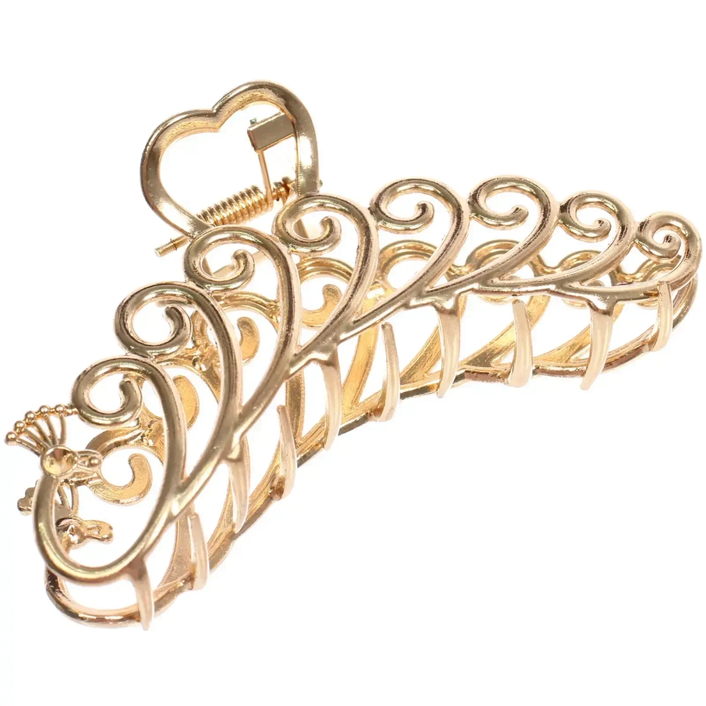 Заколка - краб для волос на блистере «PREMIUM», версаль, цвет серебро и золото, 10см