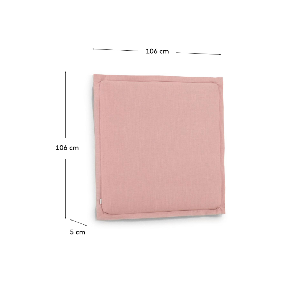 Изголовье из льняной ткани розового цвета Tanit со съемным чехлом 106 x 106 см