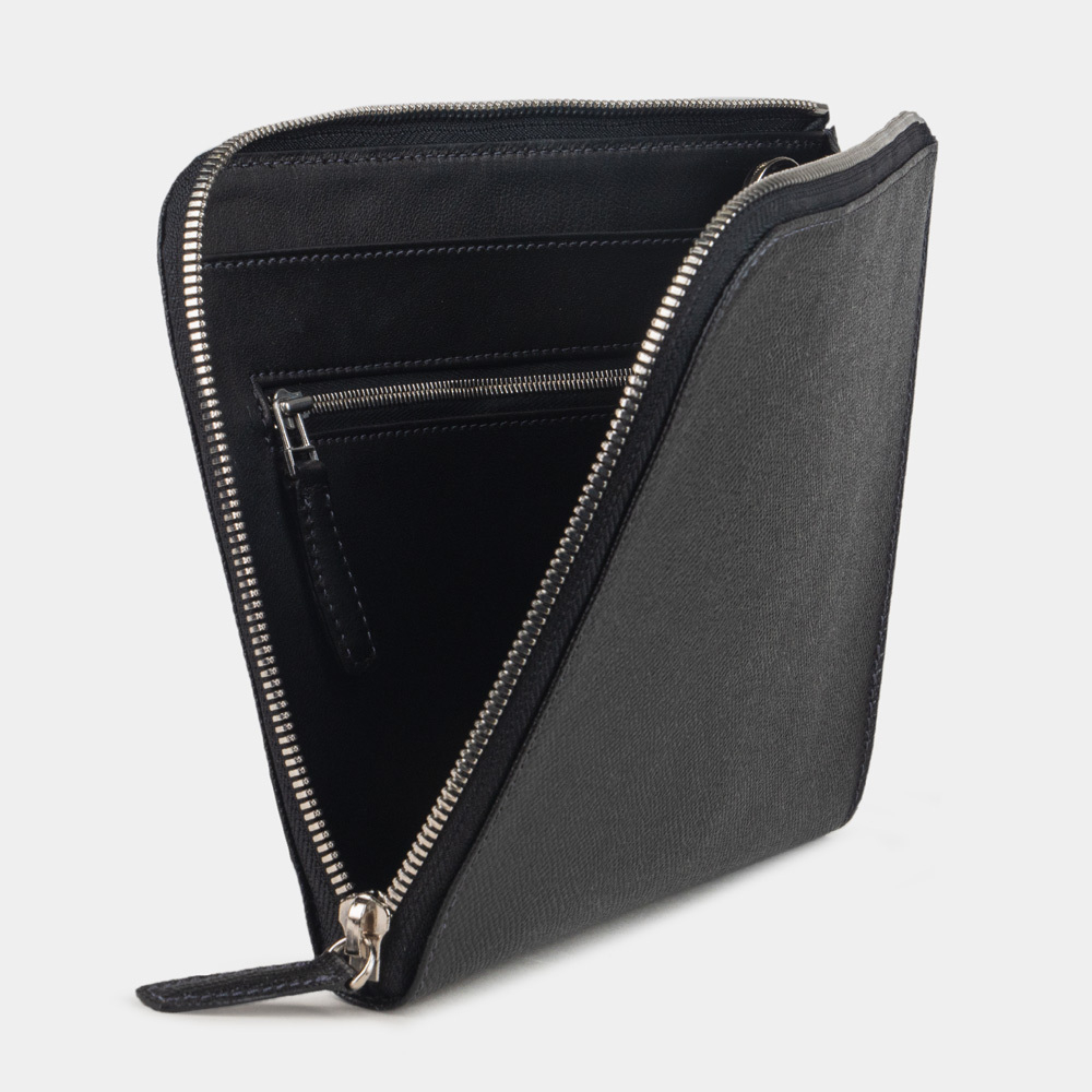 Сумка мужская Hector из кожи сафьяно, черного цвета