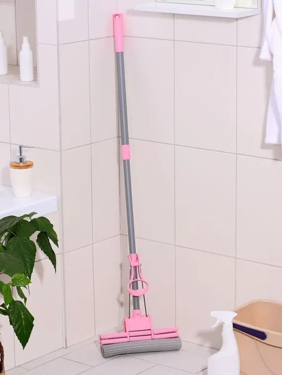 Швабра для мытья пола PVA с телескопической ручкой Raccoon, с двойным роликом, 27×78,2(120) см