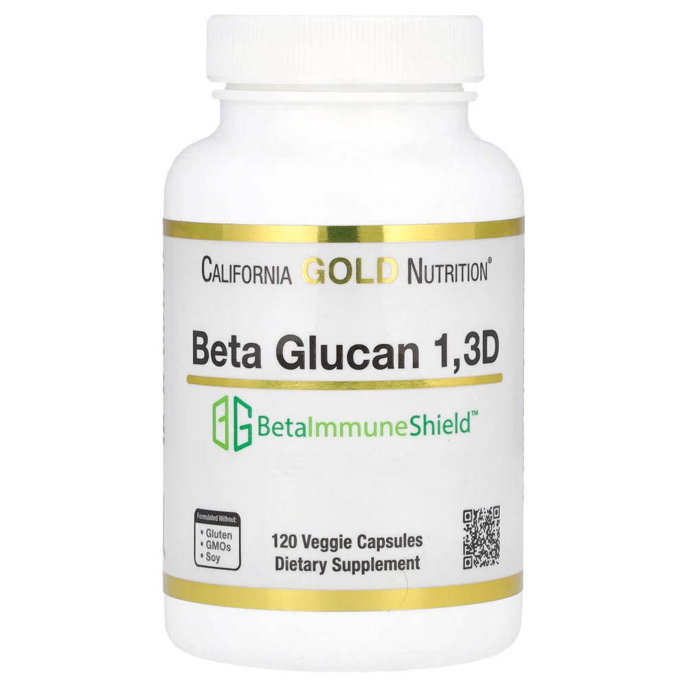 California Gold Nutrition, бета-глюкан из водорослей 1,3D, 120 вегетарианских капсул (125 мг в каждой капсуле)