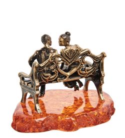 Народные промыслы AM-1156 Фигурка «Свидание» (латунь, янтарь)