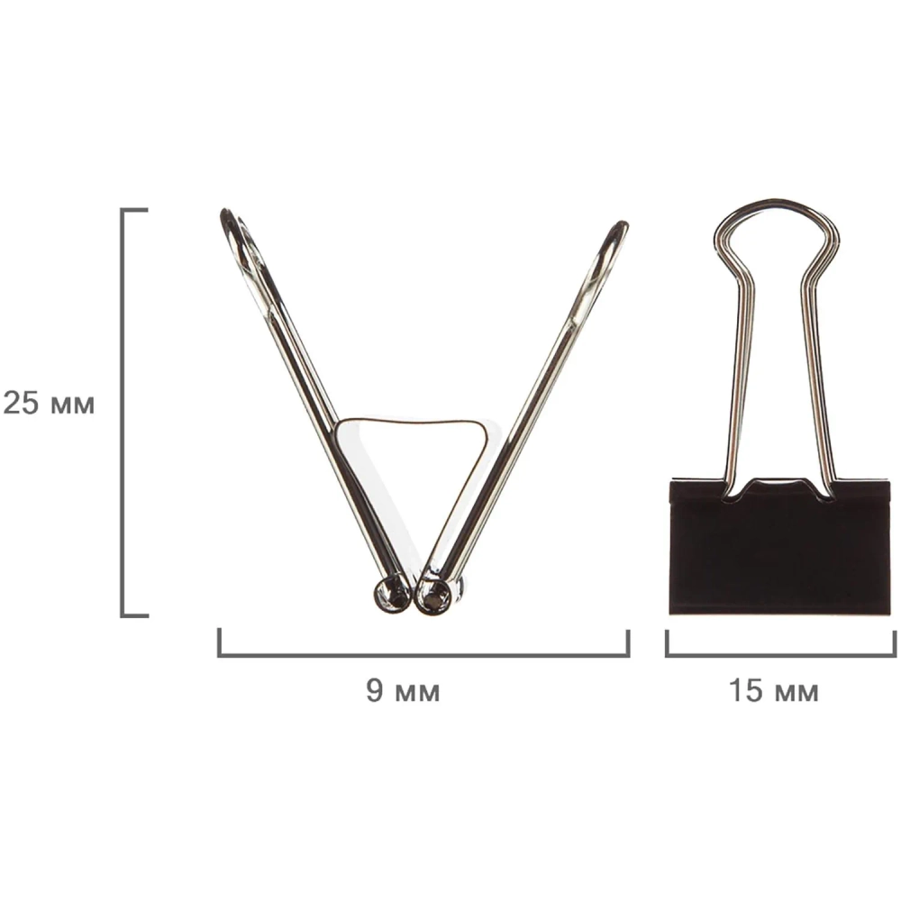 Зажимы для бумаг Выбор есть (Attache Economy) 15 мм чёрные (12 штук в упаковке)