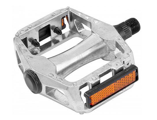 Педали модель BLF-B11 алюминиевые литые со светоотражателем, ось диам. 9/16", размер 101х99х25мм, серебристые (пары) арт.360110 (10216170/140122/3010525, Китай)